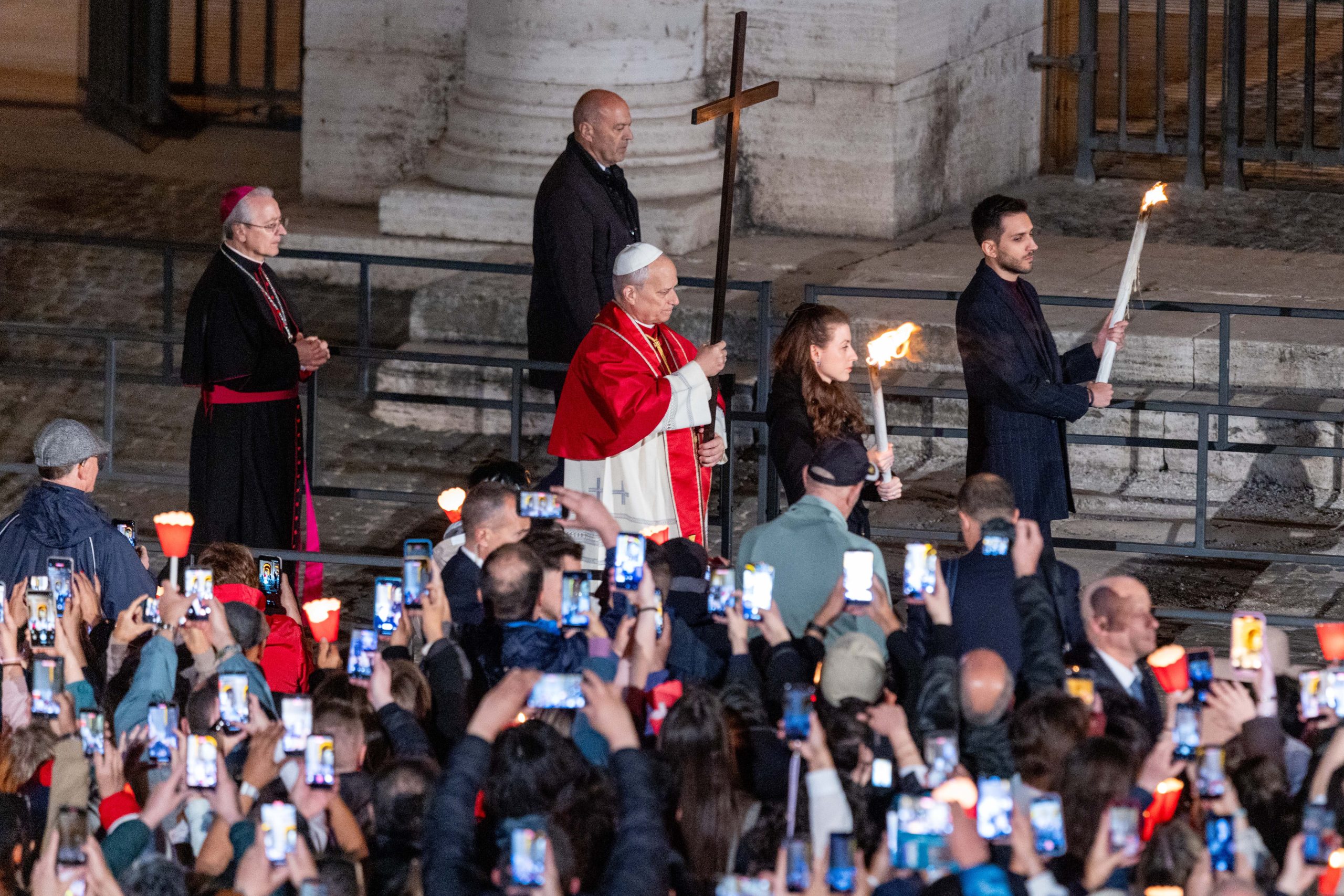 PHOTOS: Pope Leo XIV carries the cross at the Via Crucis in the Colosseum